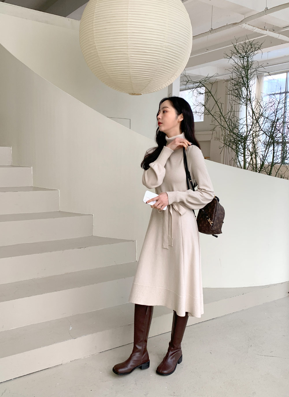 ストラップ付タートルネックニットワンピース・全2色 | レディース