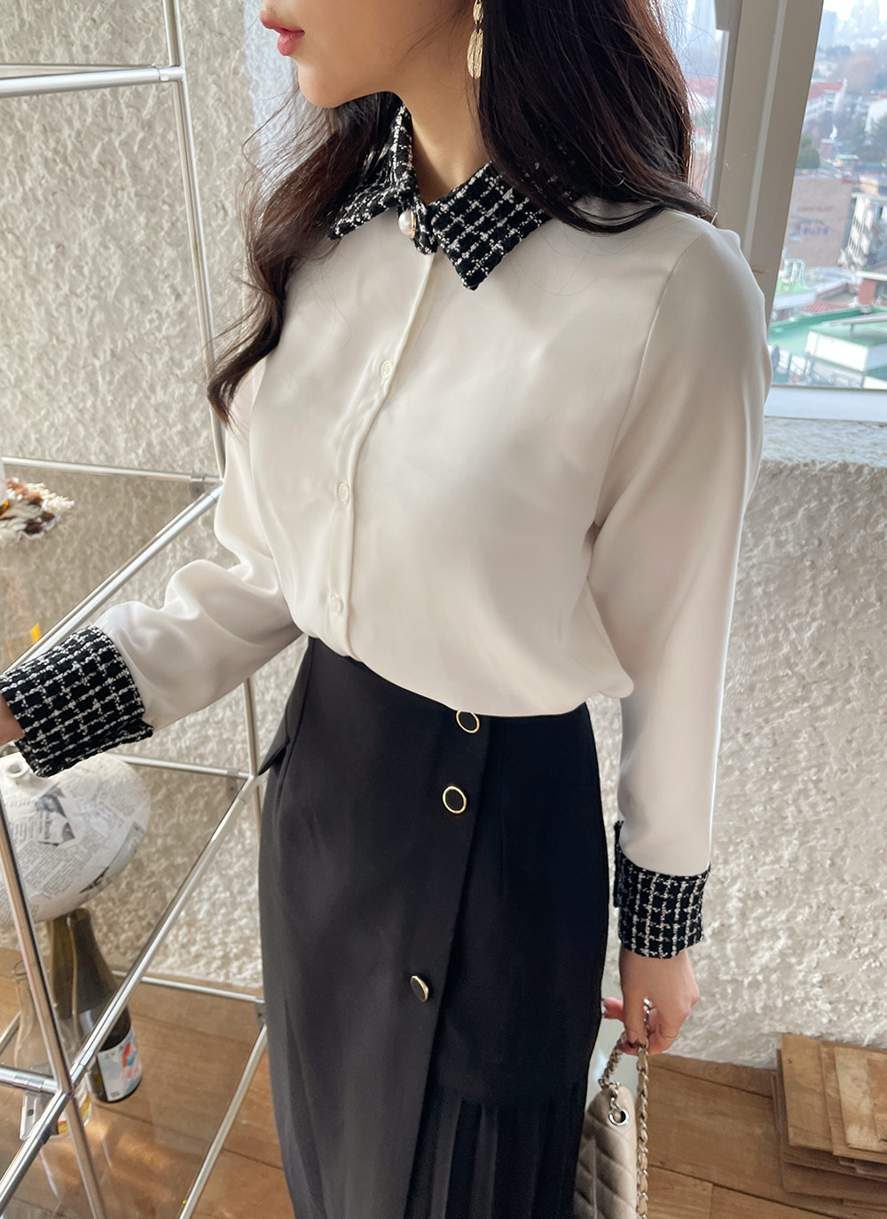 ツイード配色カラーブラウス | DHOLIC | 詳細画像8