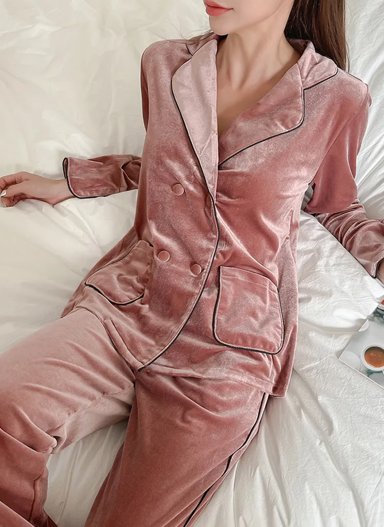 パイピングベロアパジャマ上下SET | vivaluv | 詳細画像1