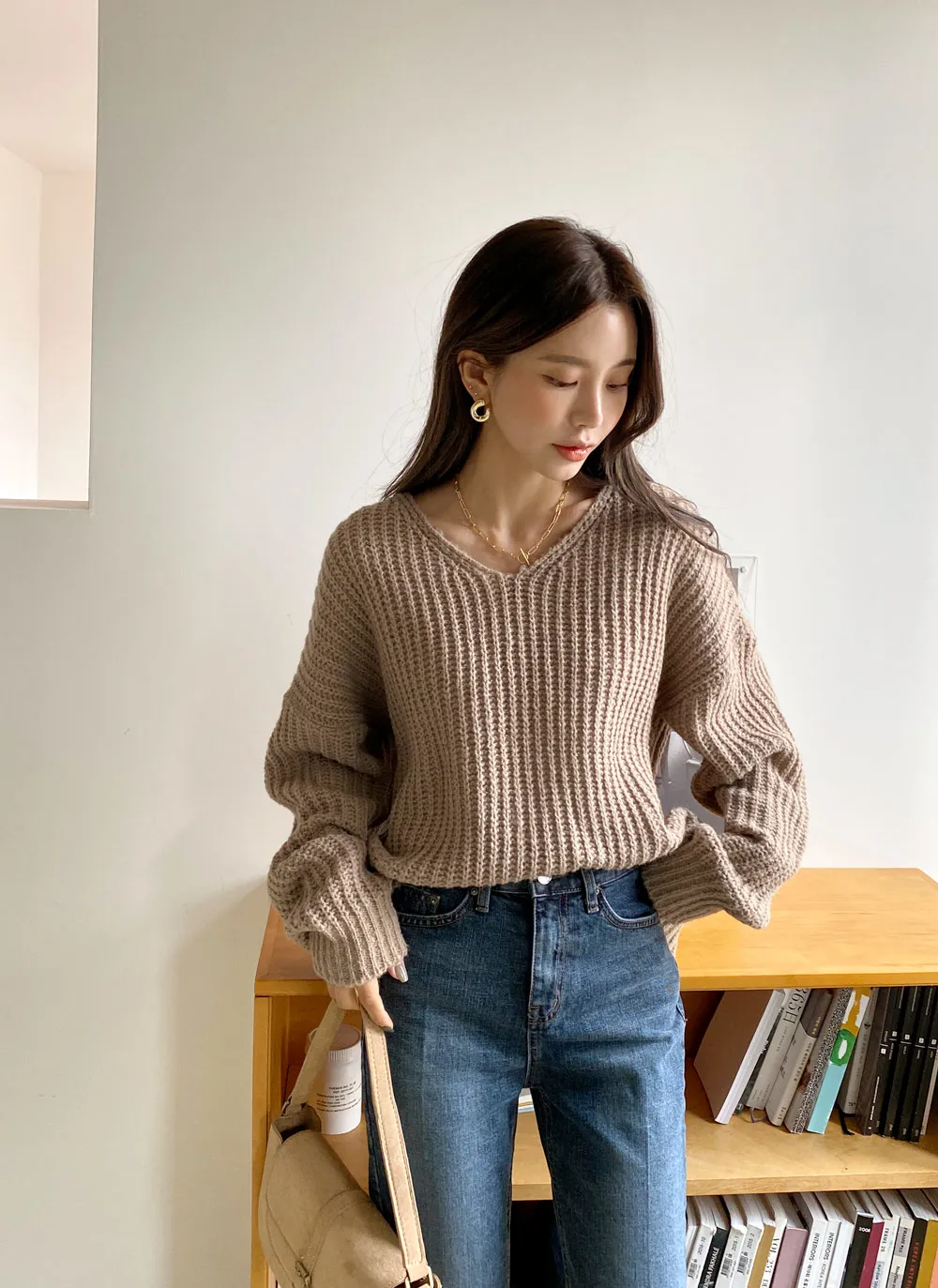 アルパカ混Vネックニット・全5色 | レディースファッション通販 - DHOLIC 