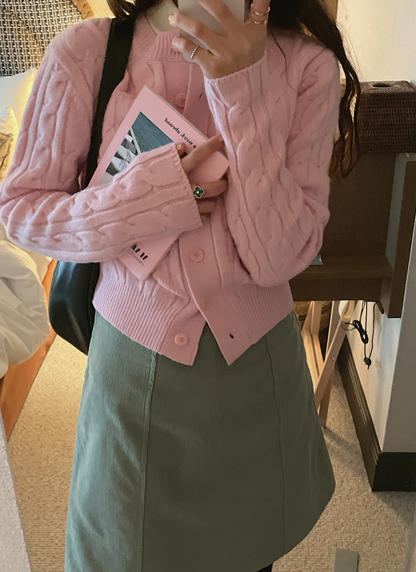 Dearest ケーブルニットカーディガン Sweet Pink P3465 ニット カーディガン カーディガン レディースファッション通販 Dholic ディーホリック