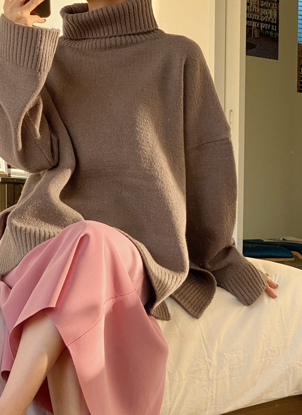 タートルネックスリットロングニット・全5色 | DHOLIC | 詳細画像5