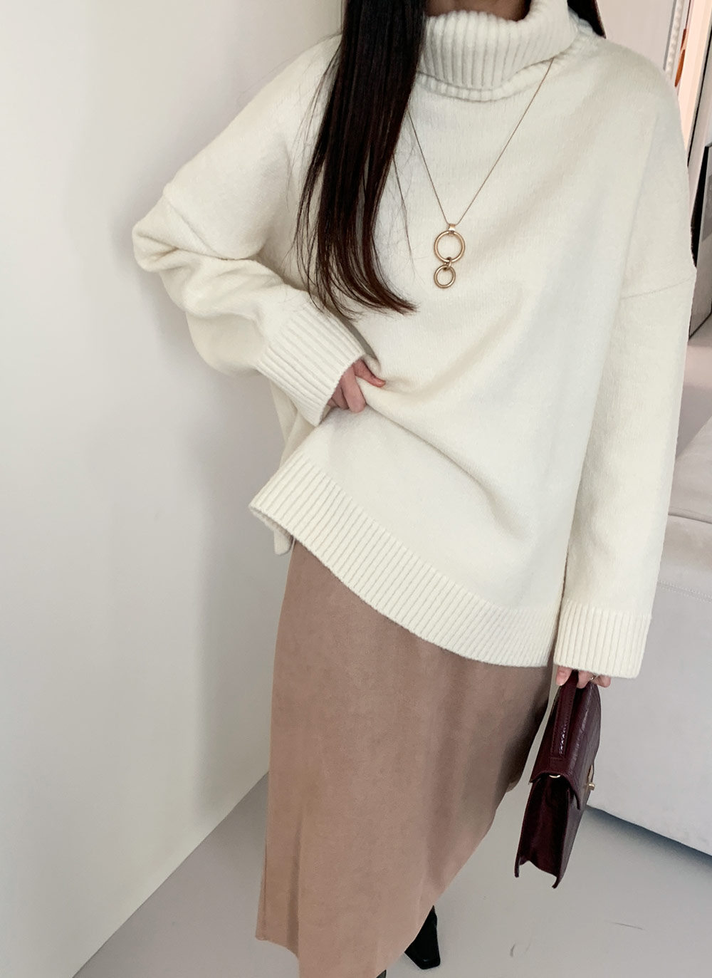 タートルネックスリットロングニット・全5色 | DHOLIC | 詳細画像6