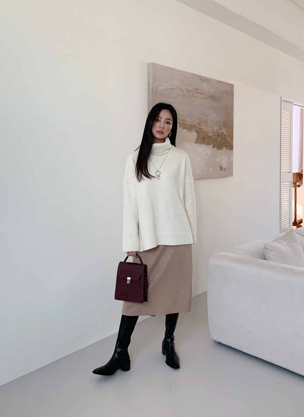 タートルネックスリットロングニット・全5色 | DHOLIC | 詳細画像7