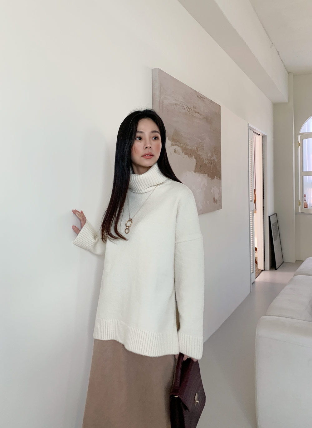 タートルネックスリットロングニット・全5色 | DHOLIC | 詳細画像8