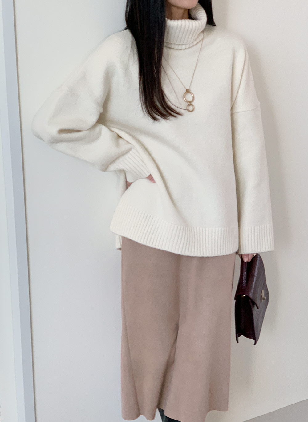 タートルネックスリットロングニット・全5色 | DHOLIC | 詳細画像9