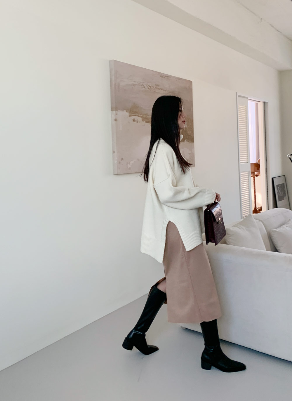 タートルネックスリットロングニット・全5色 | DHOLIC | 詳細画像10