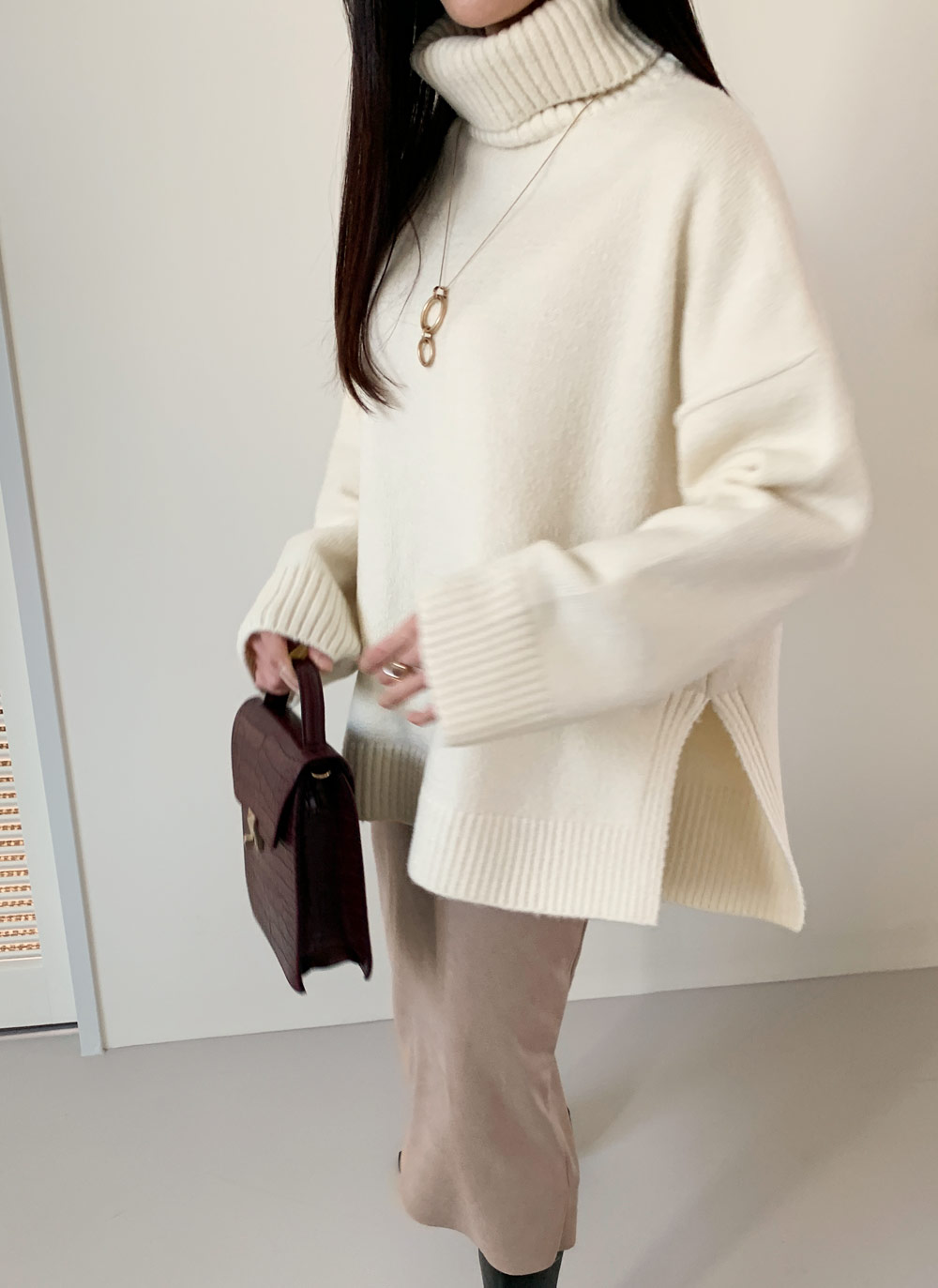 タートルネックスリットロングニット・全5色 | DHOLIC | 詳細画像12