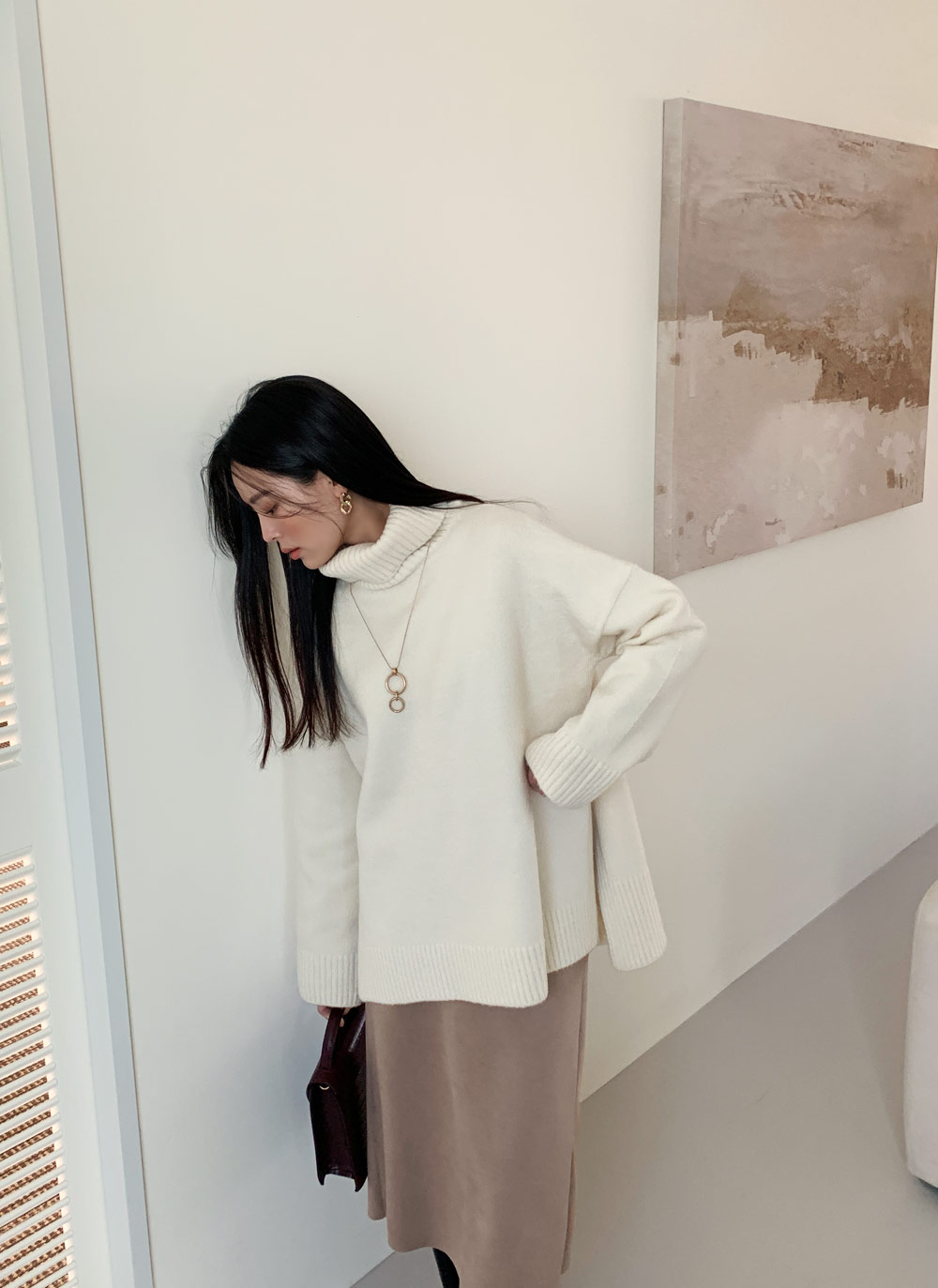 タートルネックスリットロングニット・全5色 | DHOLIC | 詳細画像13