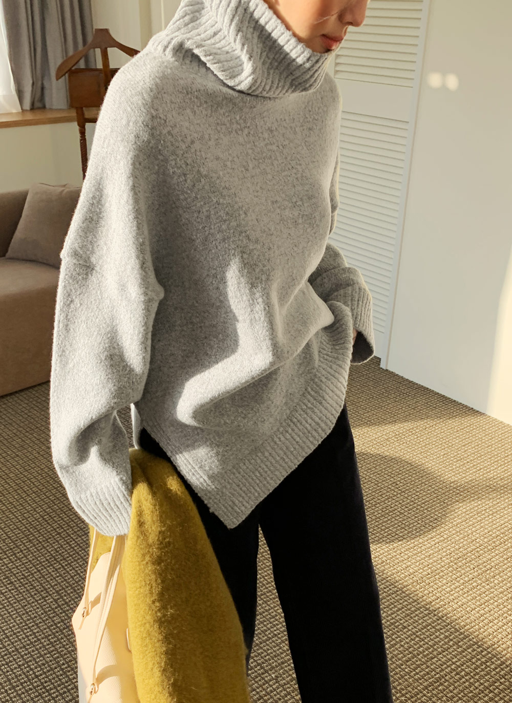 タートルネックスリットロングニット・全5色 | DHOLIC | 詳細画像21