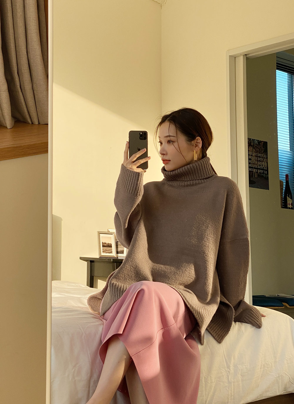 タートルネックスリットロングニット・全5色 | DHOLIC | 詳細画像24