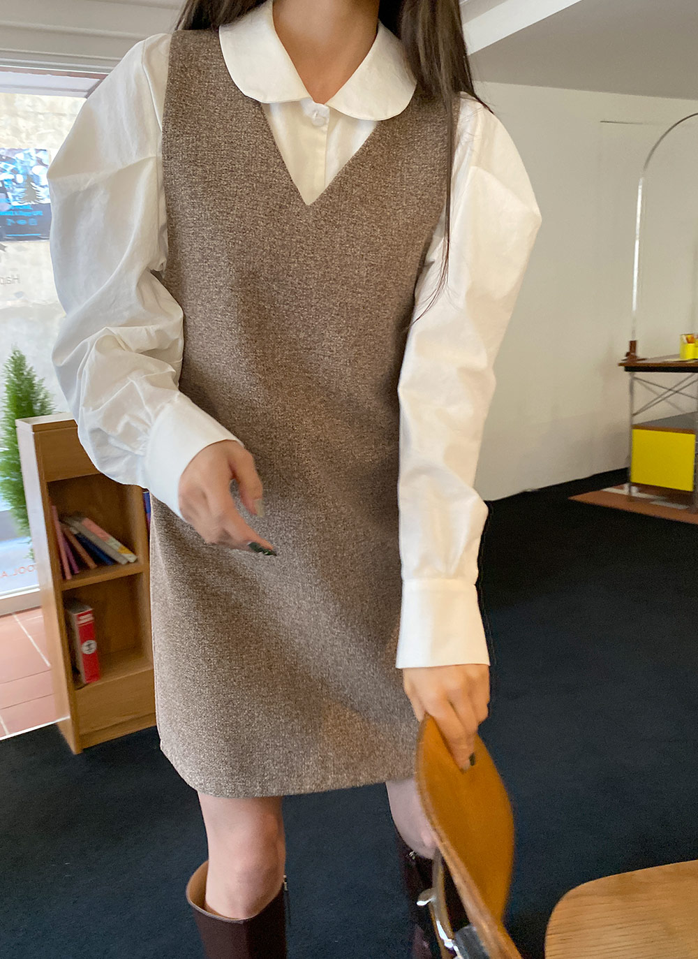 ウール混メランジVネックノースリワンピ | DHOLIC | 詳細画像4