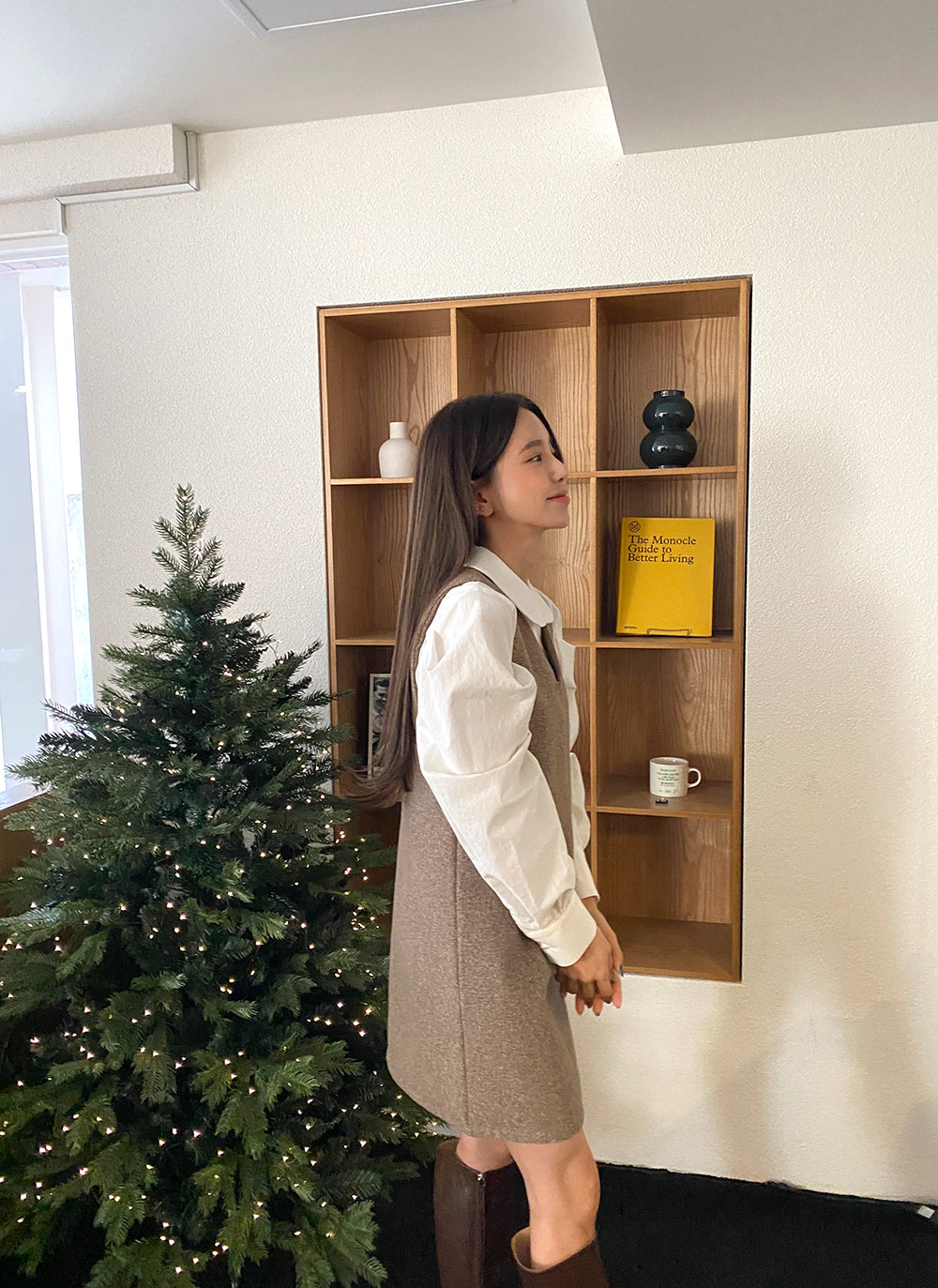 ウール混メランジVネックノースリワンピ | DHOLIC | 詳細画像15