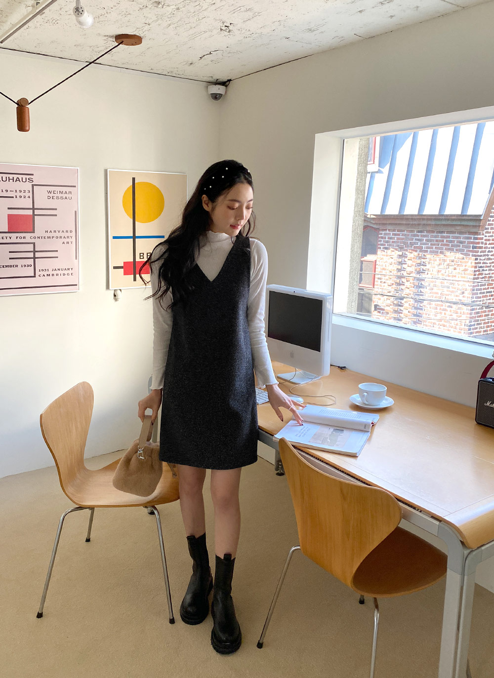 ウール混メランジVネックノースリワンピ | DHOLIC | 詳細画像25