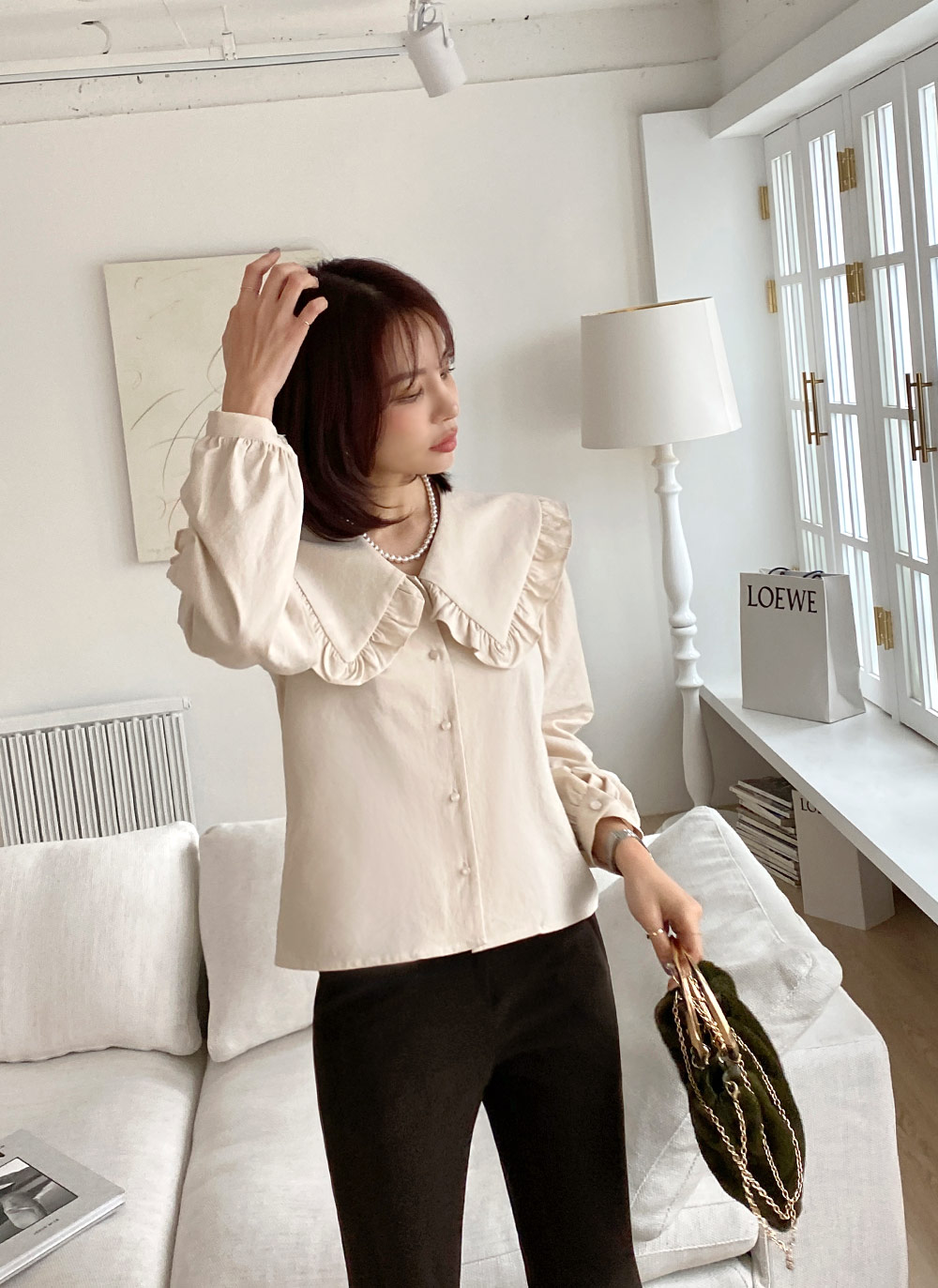LOEWE クラッチバッグ ベージュ ファー