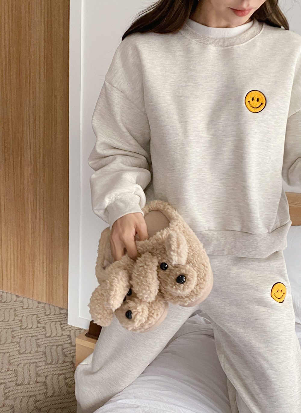 裏起毛スマイルボアパッチスウェット&ジョガーパンツSET | DHOLIC | 詳細画像3
