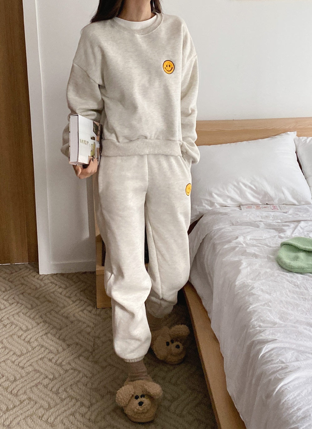裏起毛スマイルボアパッチスウェット&ジョガーパンツSET | DHOLIC | 詳細画像8