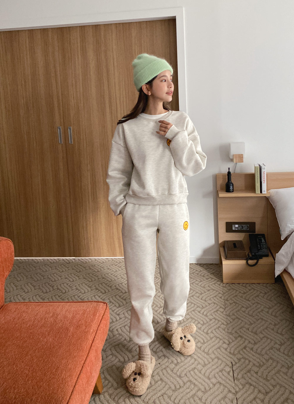 裏起毛スマイルボアパッチスウェット&ジョガーパンツSET | DHOLIC | 詳細画像13