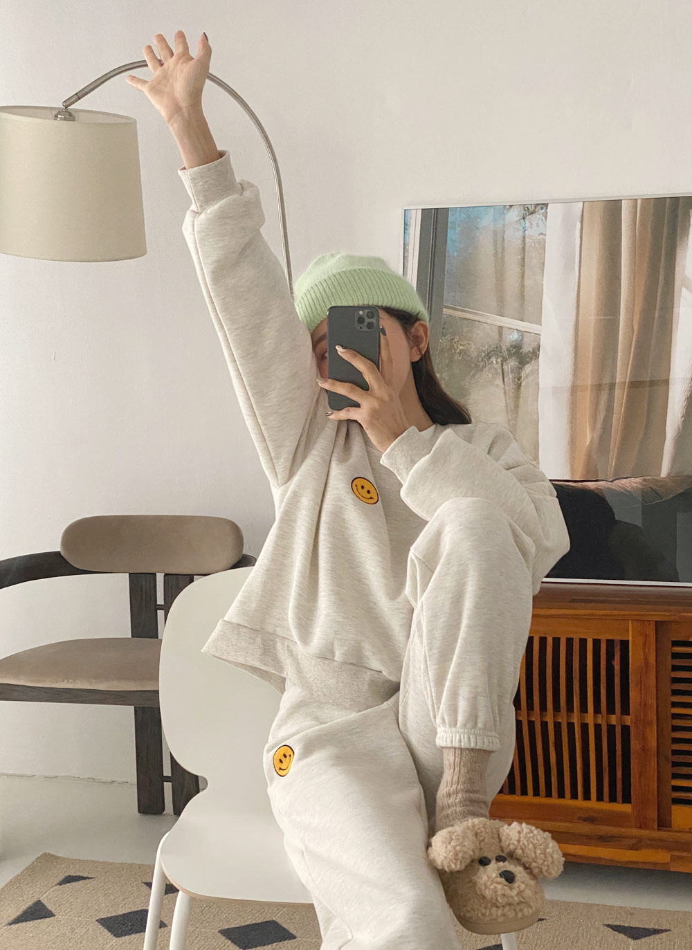 裏起毛スマイルボアパッチスウェット&ジョガーパンツSET | DHOLIC | 詳細画像15