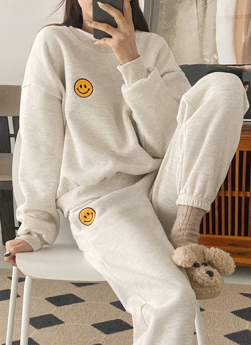 裏起毛スマイルボアパッチスウェット&ジョガーパンツSET | DHOLIC | 詳細画像16