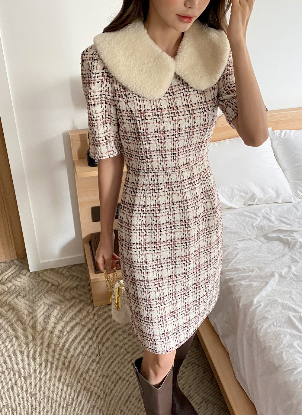 ツイードバックリボンワンピース・全3色 | レディース