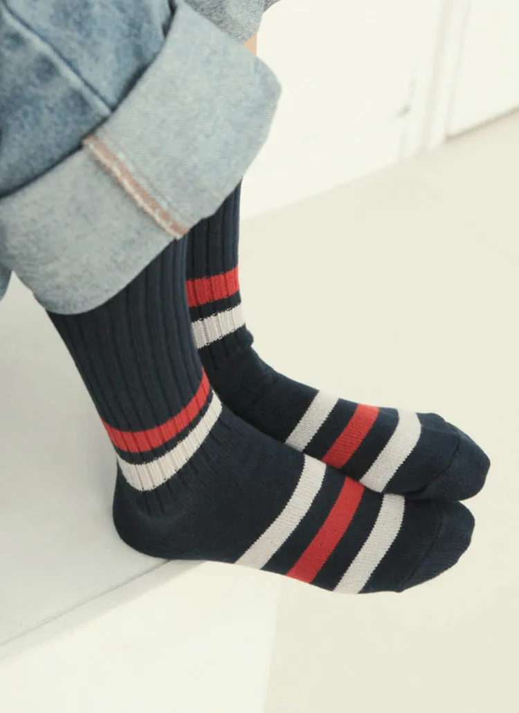 配色ボーダーリブソックス | whosbag | 詳細画像1
