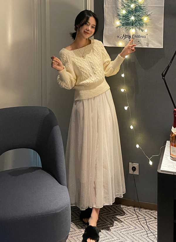 スクエアネックニット チュールワンピースset レディースファッション通販 Dholic 公式
