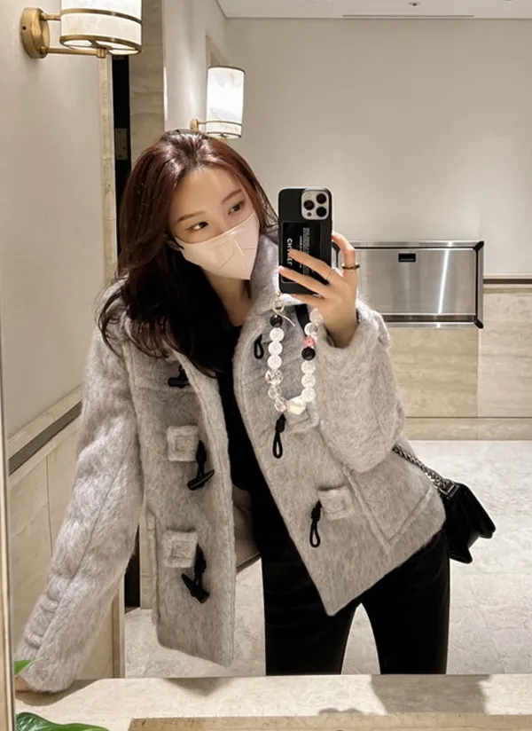 フード付ウール混ファー風タッチダッフルコート | レディース  