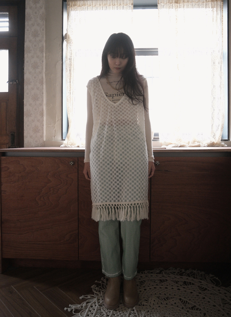 ブロックチェックフリンジシースルーワンピース P ワンピース 膝丈ワンピース レディースファッション通販 Dholic ディーホリック