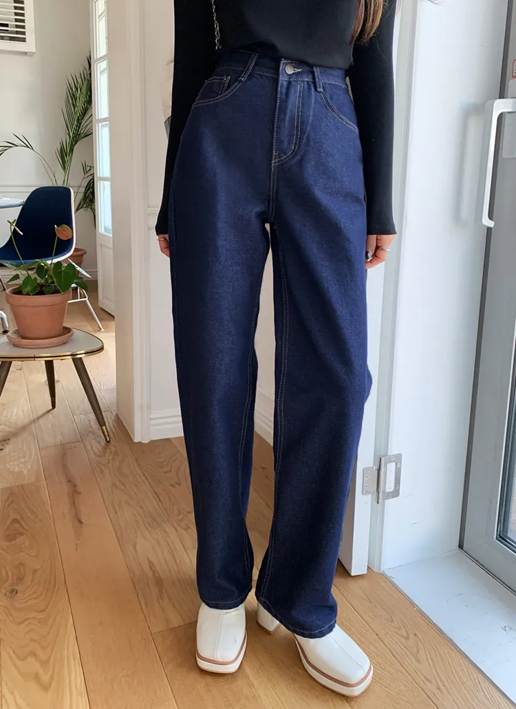 ステッチブルーデニムパンツ・全1色 | レディースファッション通販 