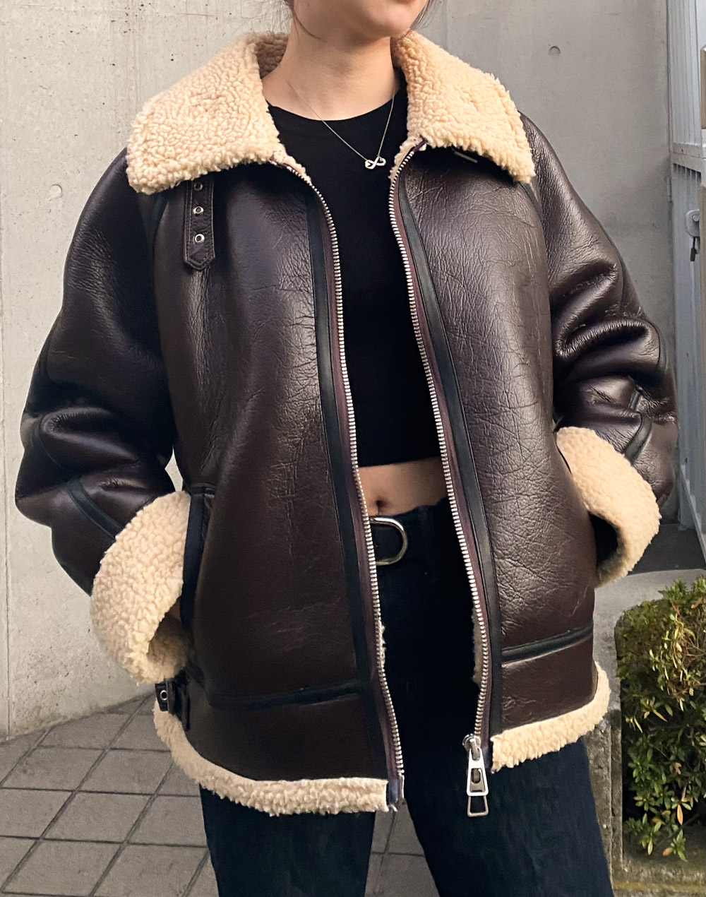 レザー調ボアジャケット | レディースファッション通販 - DHOLIC