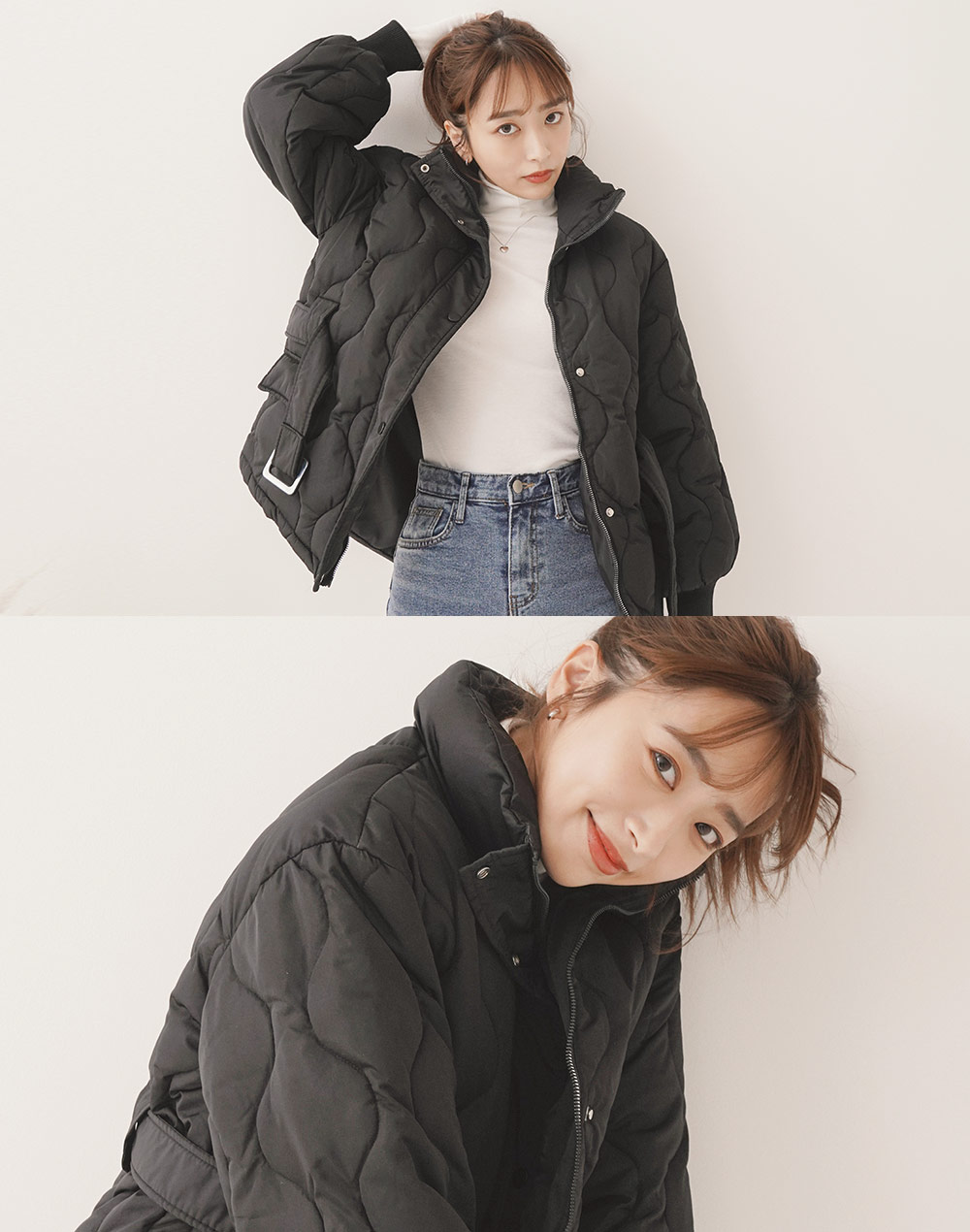 belt set quilting jumper | 詳細画像3