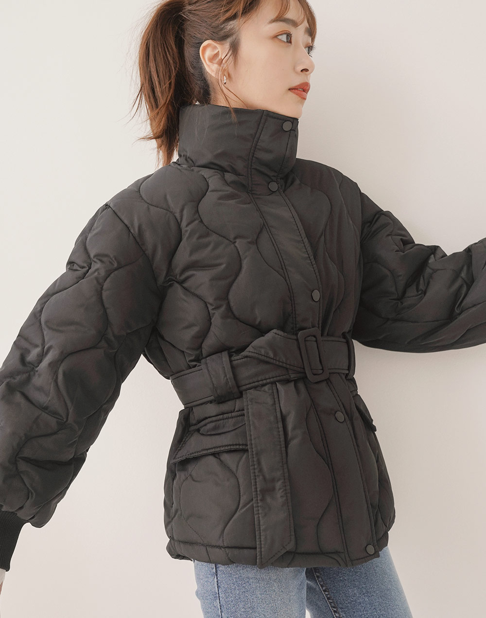 belt set quilting jumper | 詳細画像4