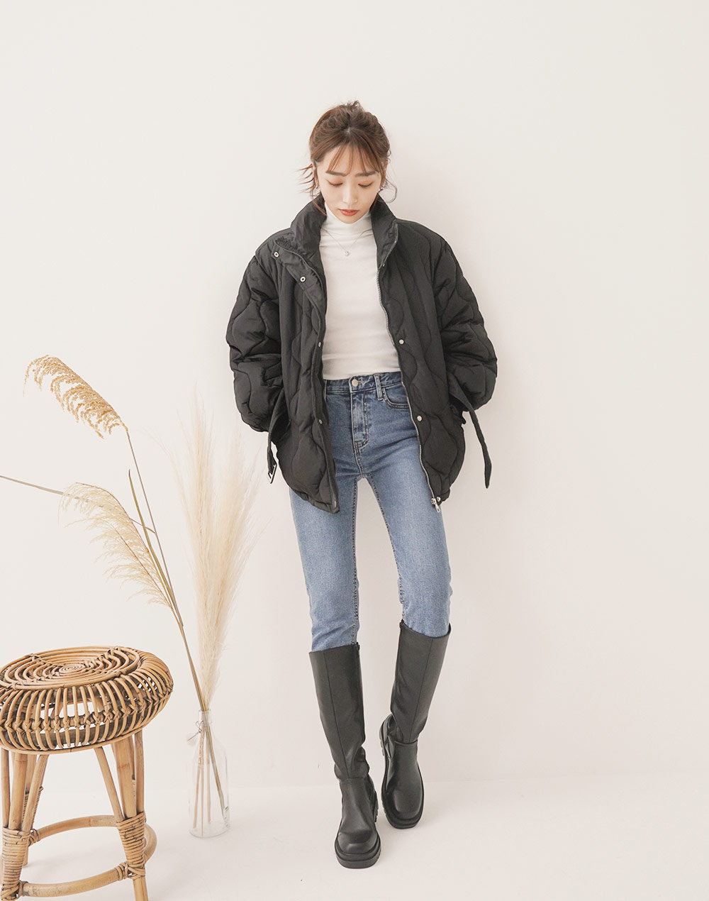 belt set quilting jumper | 詳細画像6