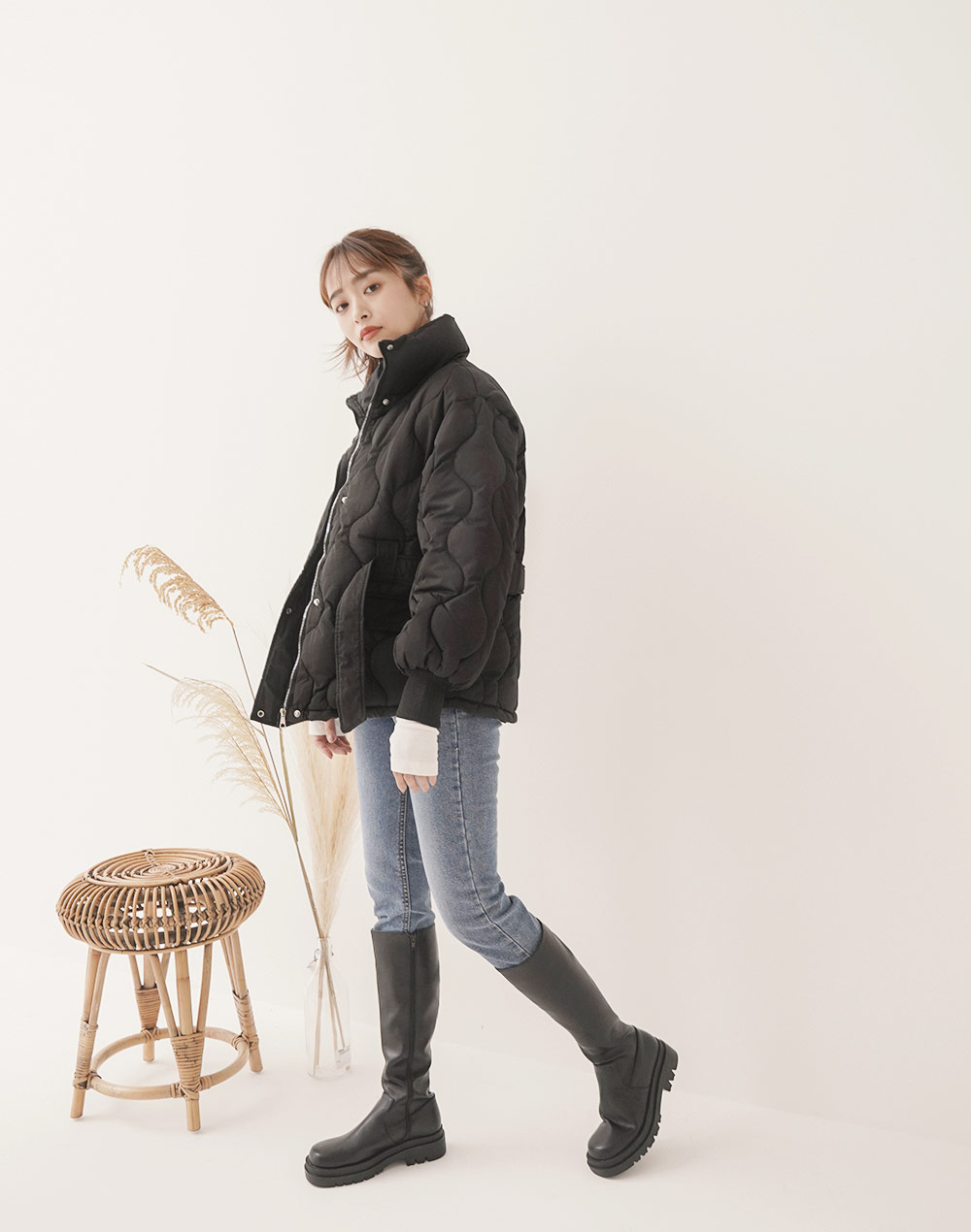 belt set quilting jumper | 詳細画像9