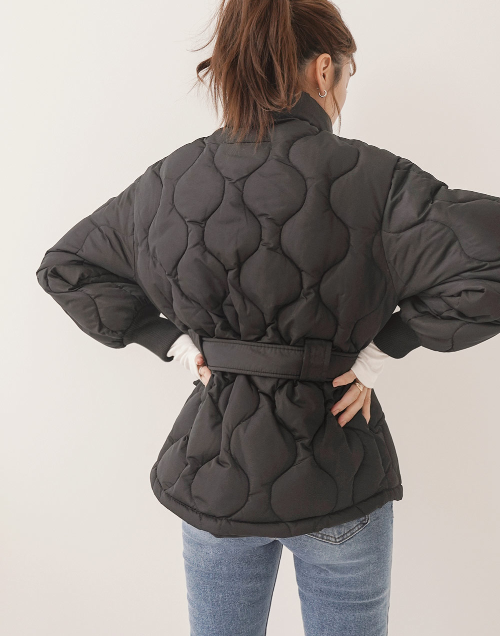 belt set quilting jumper | 詳細画像11