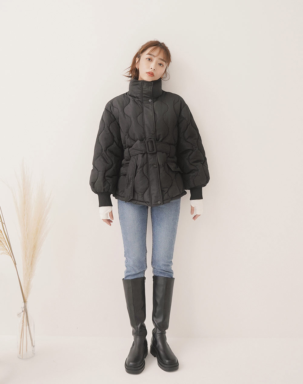 belt set quilting jumper | 詳細画像14