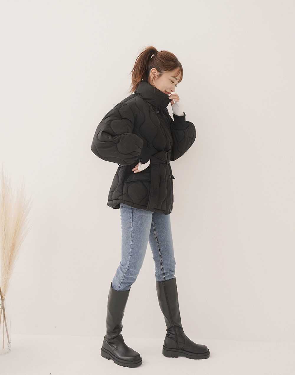 belt set quilting jumper | 詳細画像15