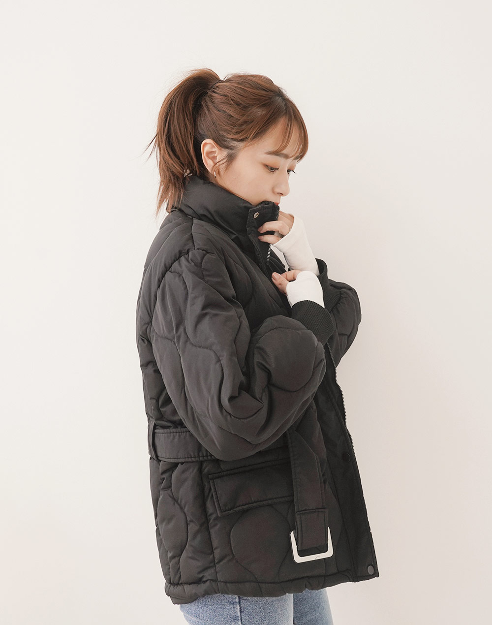 belt set quilting jumper | 詳細画像17