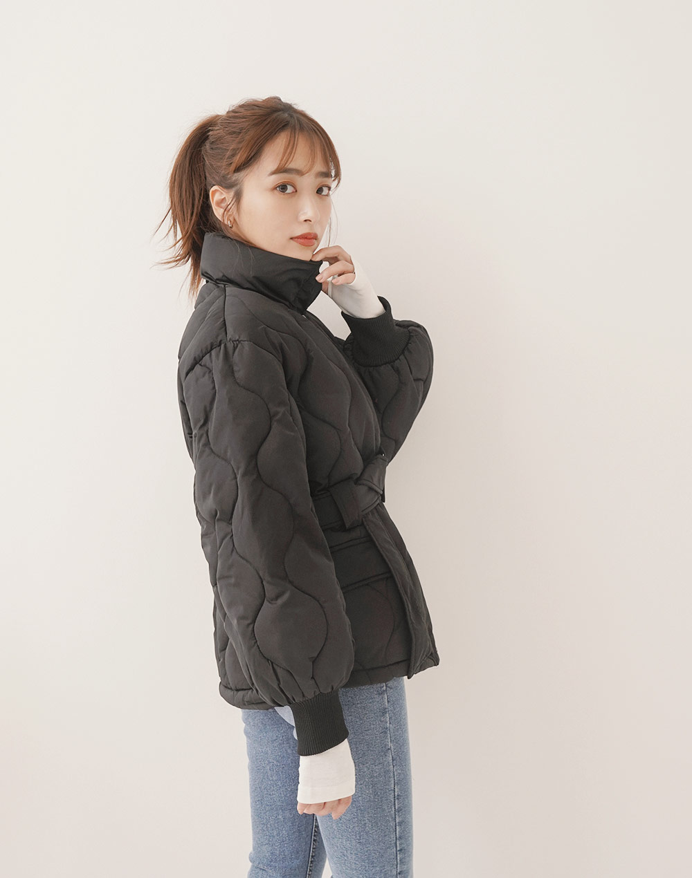 belt set quilting jumper | 詳細画像18