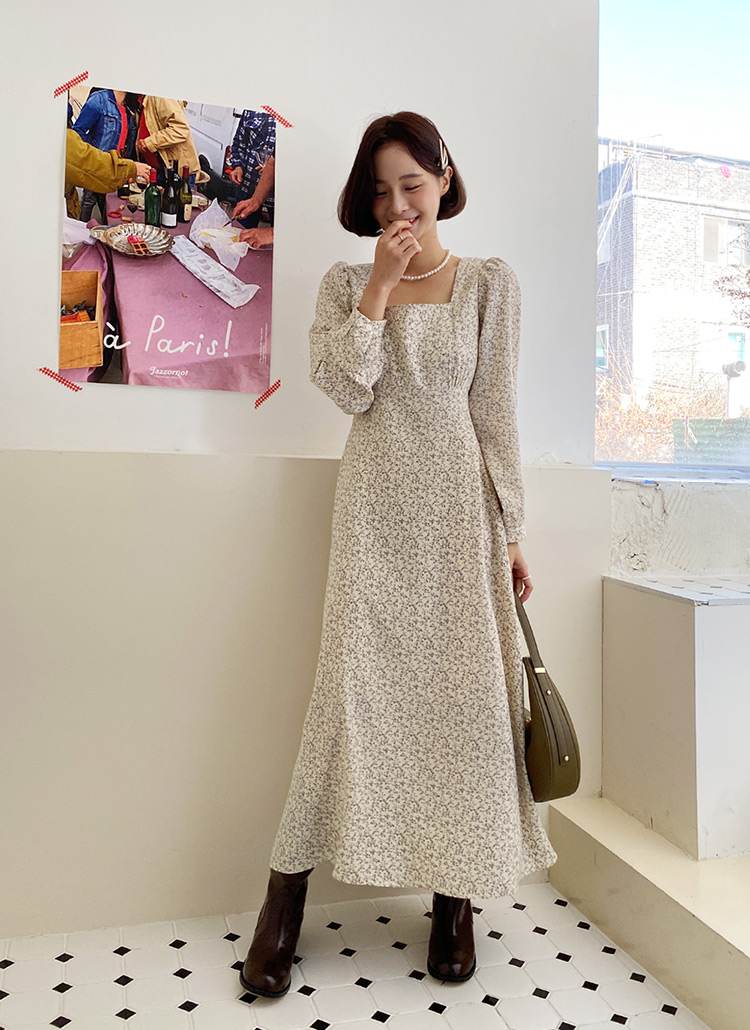 スクエア花柄ワンピース 全2色 レディースファッション通販 Dholic