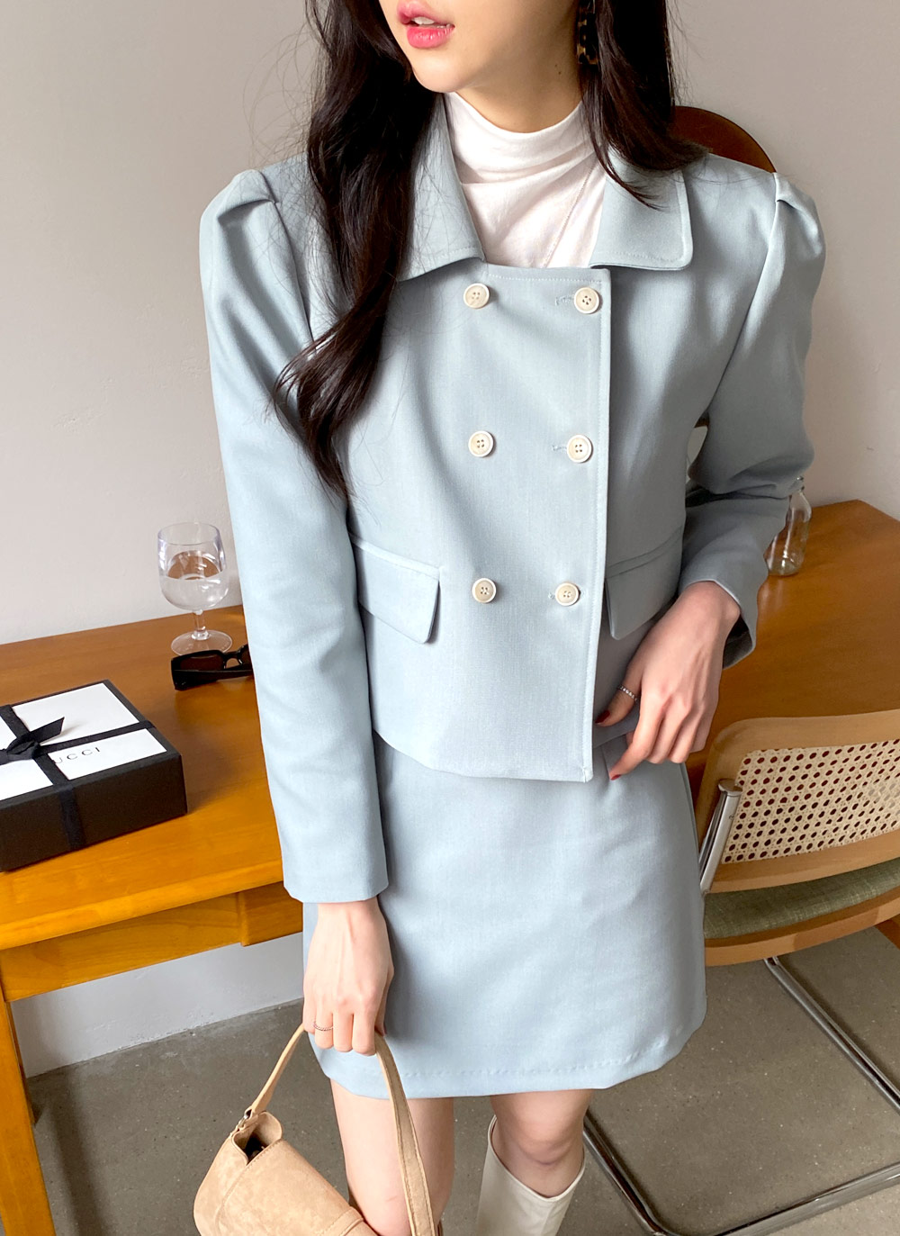 【決算セール中】ミニスカート コート カジュアル ジャケット レディース 2点セット チェック柄ショート丈ジャケット+ミニスカート