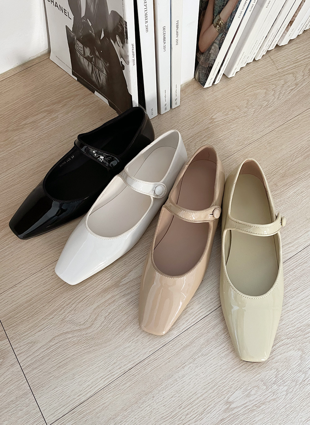 エナメル調スクエアトゥメリージェーンシューズ・全4色 | レディース