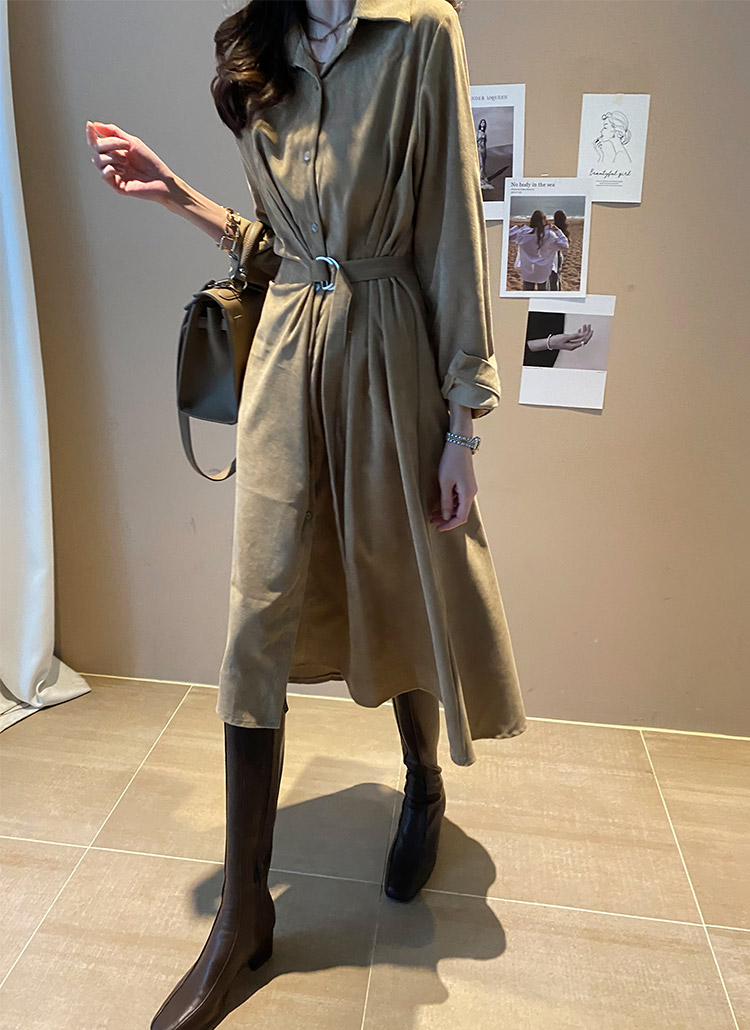 ウエストベルトストラップシャツロングフレアコーデュロイワンピース春秋冬 ワンピース ロングワンピース Monicaroom モニカルーム ファッション総合通販 Dholic