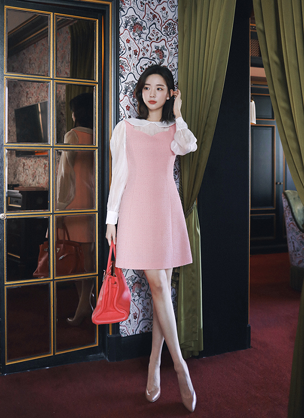 2typeツイードスリーブレスノースリーブビスチェフレアダイヤネックミニワンピース春秋冬 ワンピース ミニワンピース Milkcocoa ミルクココア ファッション総合通販 Dholic