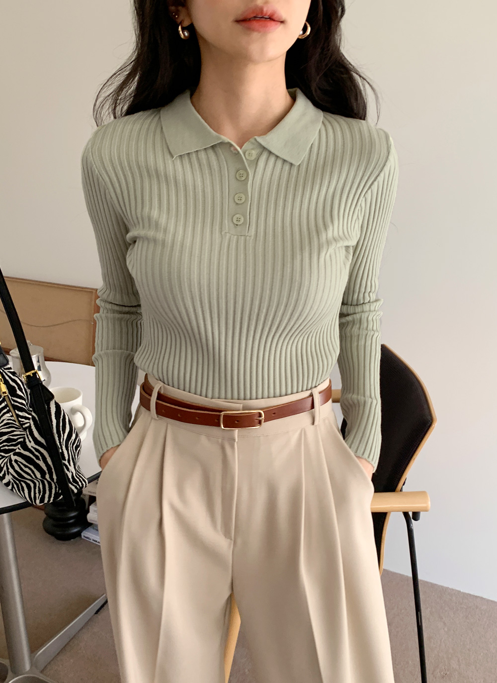 ポロカラーリブニット・全6色 | DHOLIC | 詳細画像10