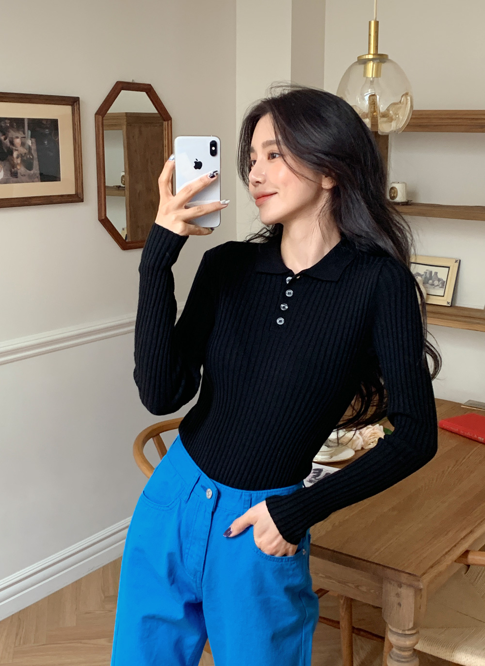 ポロカラーリブニット・全6色 | DHOLIC | 詳細画像3