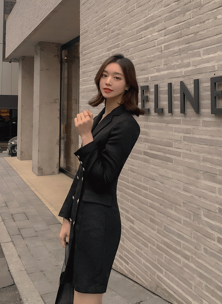 ツイードフレアダブルボタンスリムコート風ワンピース春秋冬 ワンピース ミニワンピース Rozley ローズリー ファッション総合通販 Dholic