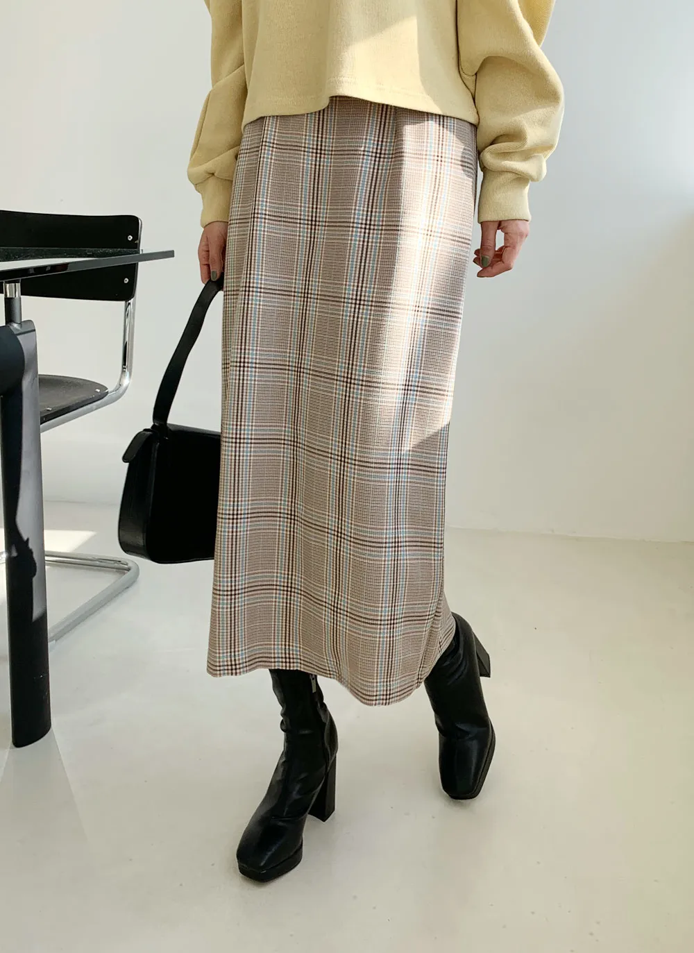 チェックバックスリットスカート・全2色 | レディースファッション通販  