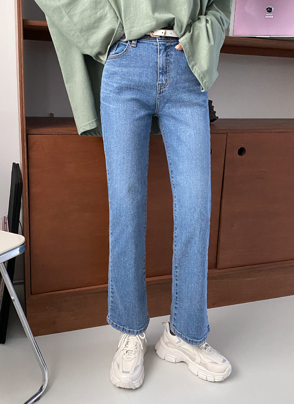 シークレットゴムストレートデニムパンツ・全3色 レディースファッション通販 DHOLIC